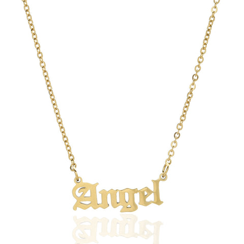 ANGEL PENDANT SLOGAN NECKLACE