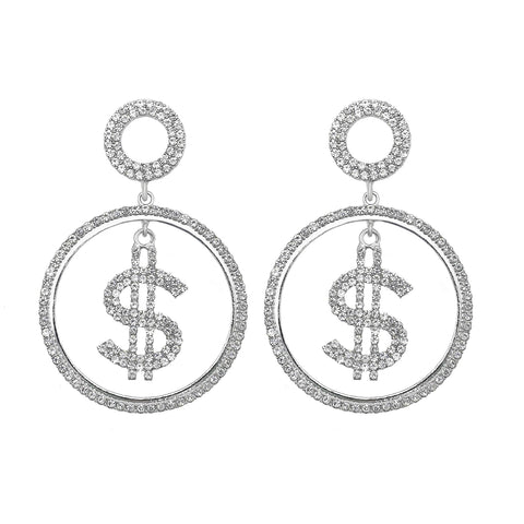 DOLLAR SIGN HOOP EARRINGS