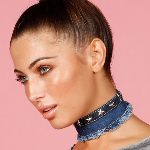 A STAR IS BORN DENIM CHOKER - House of Pascal