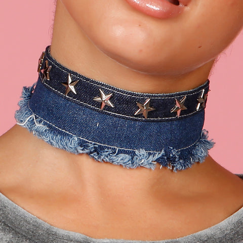 A STAR IS BORN DENIM CHOKER - House of Pascal