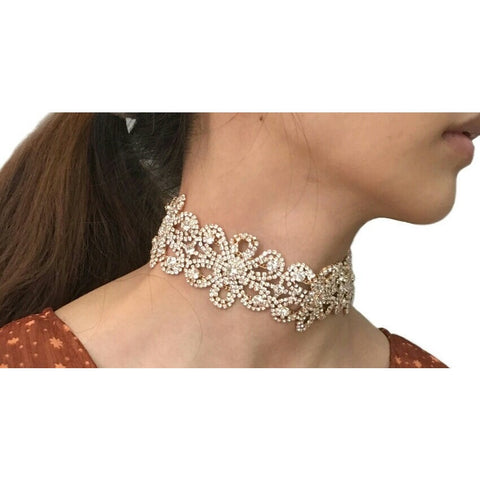 Kylie Floral Rhinestone Choker - House of Pascal