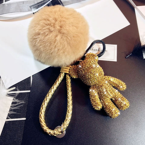 Teddy Bear Luxe Rhinestone Key Ring - House of Pascal